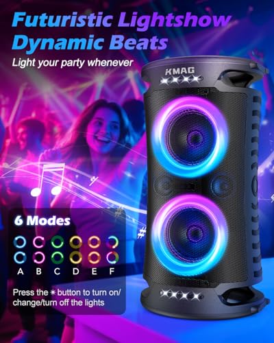 Large Bluetooth Speaker, 260W Peak Powerful Loud Sound with Deep Bass, Portable Outdoor Speaker Wireless, 15Hr Playtime, Fast Charge, TWS, Cool Lights for Party, Camping, Beach, Backyard, Home, Work - Image 5