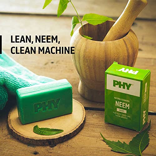 Image of Phy Natural Cleansing Neem Soap | Cleanses skin without drying | Purifies skin | Rich lather | Premium soap for men | 100% Vegan