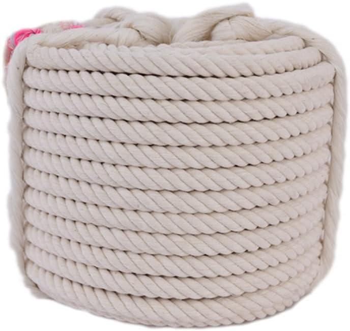 Thick cotton rope Twisted 100% Cotton Rope for DIY Projects, Crafts, Commercial, Agricultural - High Strength, Low Stretch, Natural durable cotton rope (Color : 10mm, Size : 100m)
