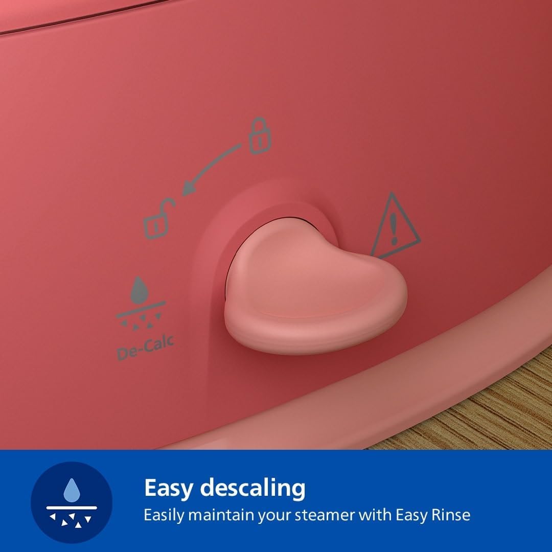 Close-up of the Easy Descaling knob on the Philips steamer base