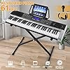 MUSTAR 61 Key Piano Keyboard, MEK-300 Electric Keyboard Piano with Stand, Full Size Keyboards Piano 61 Key for Beginners, LCD Screen, Headphones, Microphone, Power Adapter, Birthday Gifts