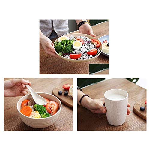 Wheat Straw Dinnerware Sets 16 Piece | Unbreakable, Microwave Safe, Dishwasher Safe | Lightweight Plates And Bowls Sets | Reusable, Camping Dishes, Dishes Set For 4 | Outdoor Kitchen | Dish Set, Beige #TOP6