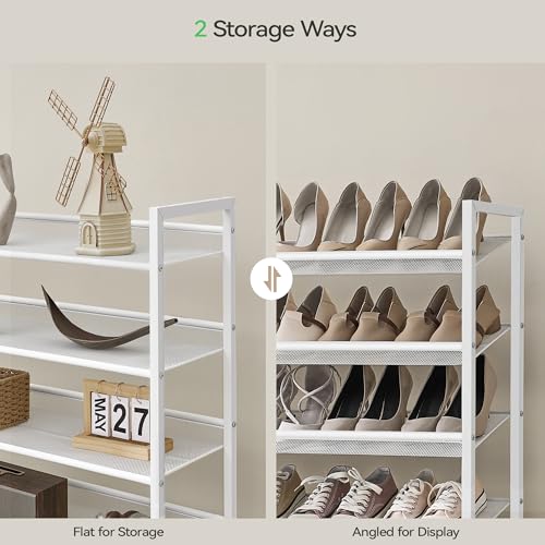 Image of Nunsino Shoe Rack, Long Shoe Organizer,Max Holds 62 Pairs,10 Tier Metal Shoe Storage Shelf,5-Tier Stackable Shoes Organizer for Garage, Entryway,White