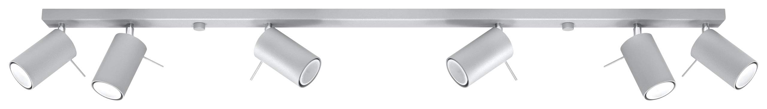 SOLLUX lighting Deckenlampe Deckenleuchte Deckenstrahler Stahl 6 Flammig Grau RING