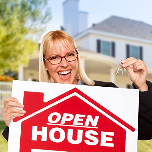 14 Pcs 24 X 18 Inch Open House Sign Double Sided Real Estate Sign Posts Plastic Heavy Duty Open House Directional Open Yard Sign With Left Right Arrows 14 Pcs H Metal Stakes, Red, White #TOP5