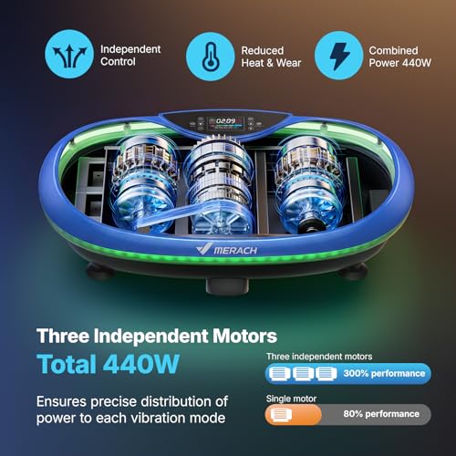 Image of MERACH Vibration Plate Exercise Machine, 4D Whole Body Workout Vibrating Platform for Lymphatic Drainage Weight Loss Muscle Activation, Home Fitness Equipment with Bluetooth Light Pull Cord