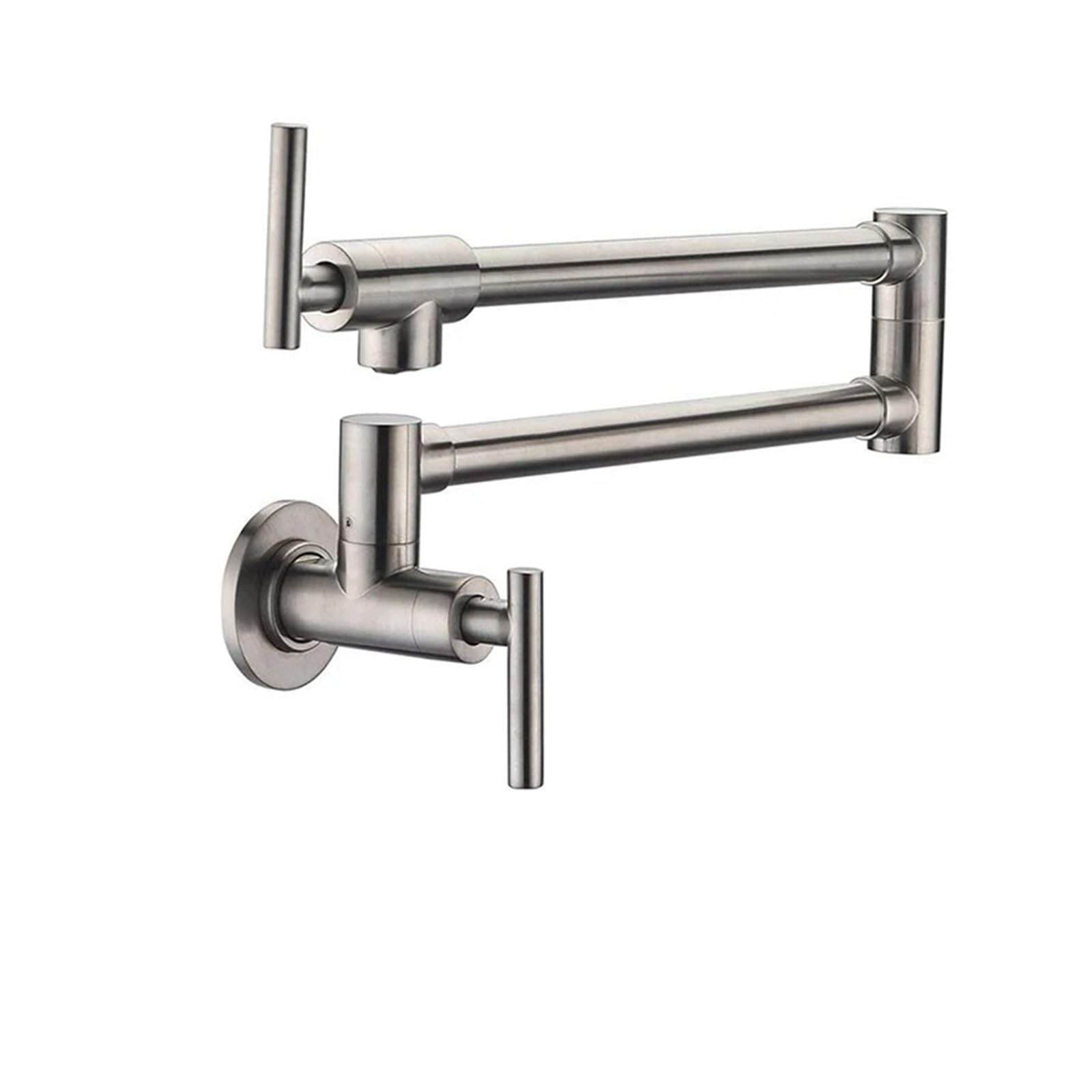 ZYCHSJXA Gold Brass Pot Filler Tap Kitchen Faucet Single Cold Hole Rotate Folding Spout Chrome Sink Wall Mounted(Brushed Nickel B)