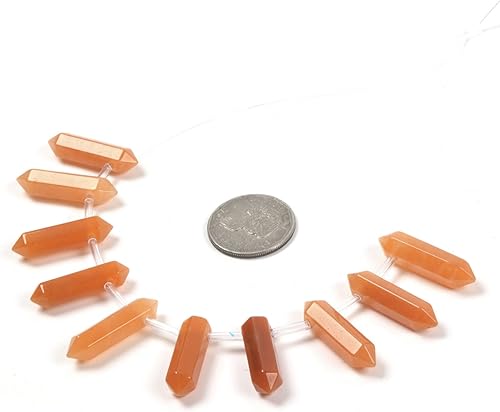 Miniatura 2 de Aventurina naranja de 1.260 in de piedra preciosa natural hexagonal para hacer joyas, cuentas de curación de reiki de chakras puntiagudas de cristal