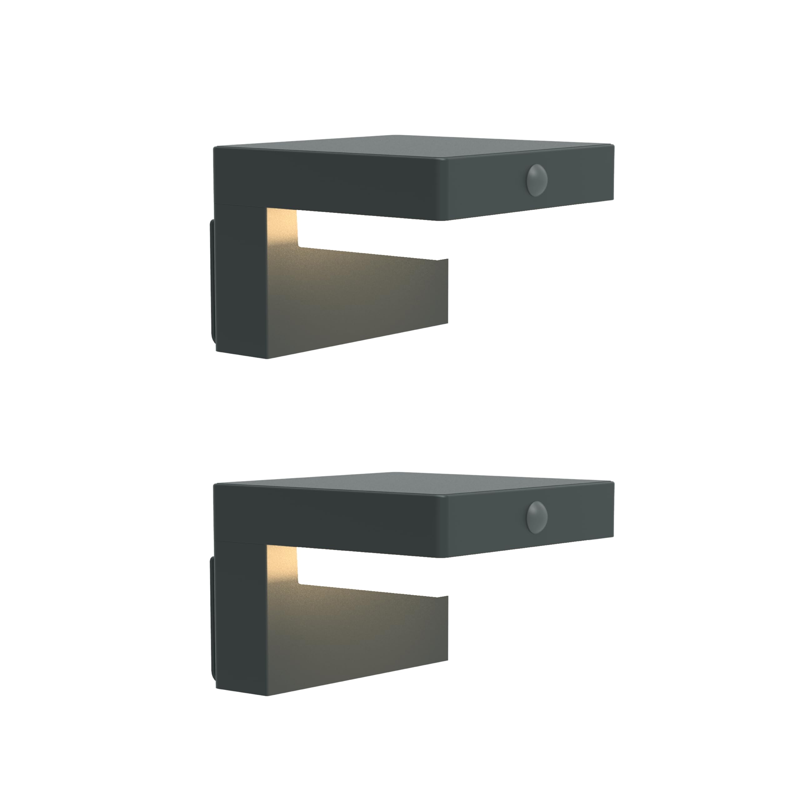 BOLD 2er Set LED Solar-Wandleuchten - Außenleuchten mit Bewegungsmelder | IP44 Wandlampen in Gun Grey für Außen - 180lm Gartenbeleuchtung mit PIR Sensor, 3000K Warmweiß, Solar & USB-C Aufladung