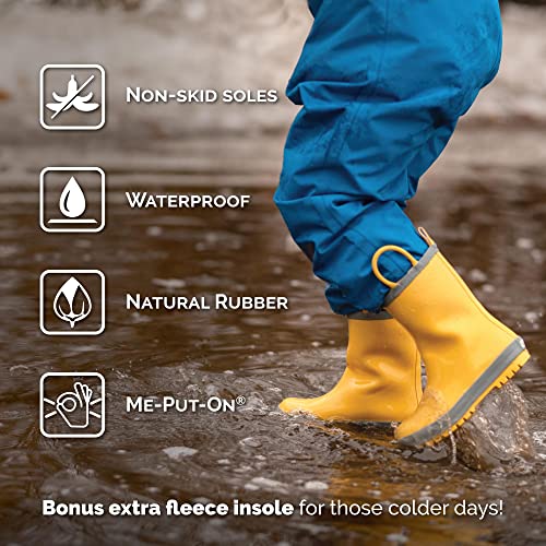 Baby Toddler Kids Natural Rubber Rain Boots Easy-on with Soft Cotton Lining for Girls Boys3