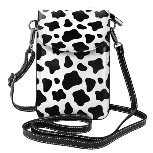 Petit sac bandoulière motif vache pour femme et porte-téléphone en cuir PU