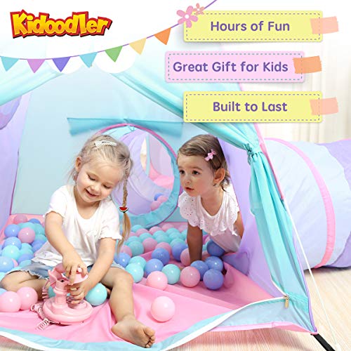 Kidoodler 5pc Ball Pit Tent with Tunnel, Play Tent with Crawl Tunnel, Gift for Girls Boys Babies Toddlers, Indoor & Outdoor Playhouse