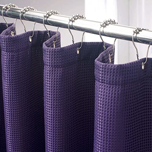 Amazerbath Waffle Shower Curtain, Purple Shower Curtain Fabric Shower Curtain With Waffle Weave Heavy Duty Hotel Quality Bathroom Shower Curtains, 72 X 72 Inches #TOP5