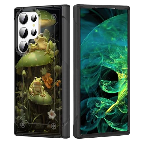 wiaekosef for Galaxy S24 Ultra Case,Heavy Duty Dual Layer Hard PC & Soft Silicone Rugged Bumper Shockproof Protective Case for Samsung Galaxy S24 Ultra 5G 6.8'' 2024,Cute Frog Mushroom