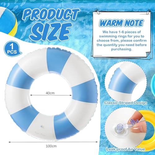 Miniatura 2 de Anillo De Natación Inflable, Vintage A Rayas Flotador Inflable, Anillos De Natación Para Niños Adultos, Para Piscinas De Verano Y Playa Para Adultos Y Niños Azul