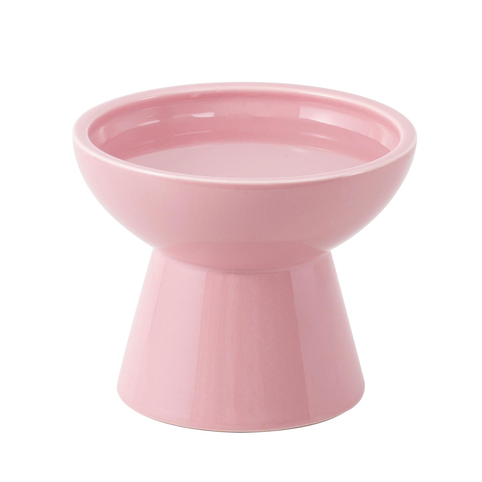 CEEFU Extra Wide Elevated Ceramic Cat Water Bowl - 6.2" Deeper Dish for Whisker Fatigue Relief, 5" Height for Easy Feeding, Lead & Cadmium Free, Durable Raised Cat Bowls, Pink โ image 1