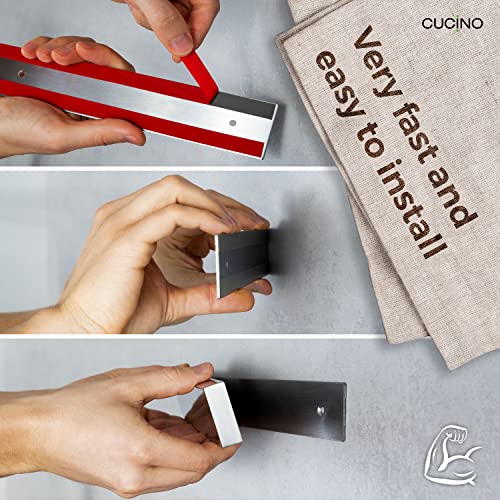 Cucino Magnetic Knife Holder For Wall - 10" - No Drilling Incl. Self Adhesive Strip, Extra Strong Knife Magnets For Walls, Magnetic Knife Rack Made Of Made Of Stainless Steel #TOP2
