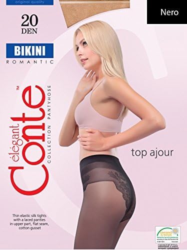 Conte Bikini - Women's Lasting Sheer Top Control Silky Quality Panty hose - Medium, Black