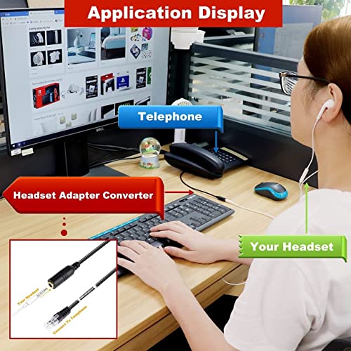 Herfair RJ9 to 3.5mm Adapter Cable 4P4C RJ9/RJ10 Male to 3.5mm Female Stereo Converter Headset Telephone Cord Audio Lead for Home Office Telephone IP Phones (Pack of 2) - Image 3