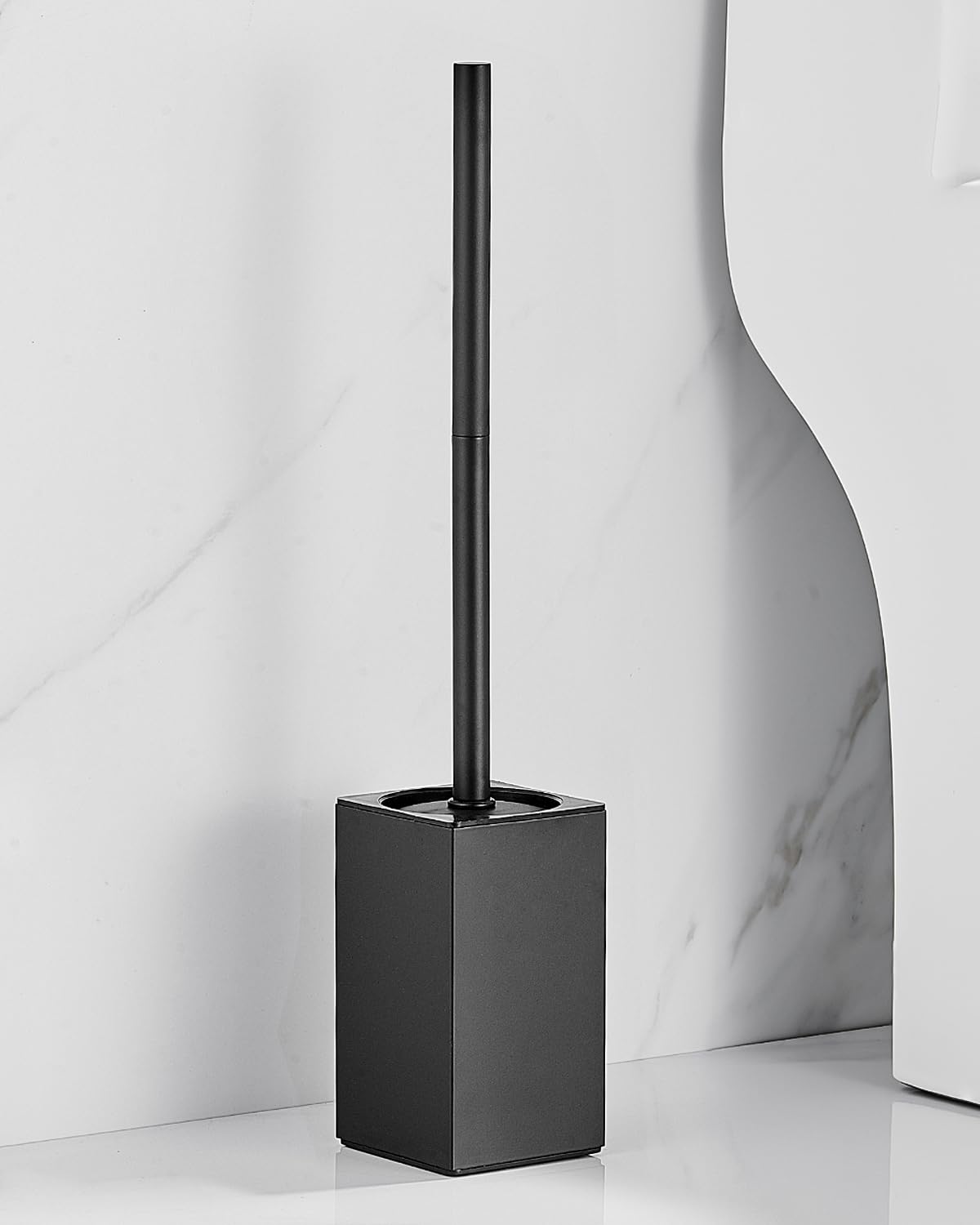 Scopino WC Scovolino Bagno WC Acciaio inossidabile Con 2 Testine, Design Chiuso ad Asciugatura Rapida Nero