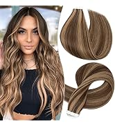 S-noilite 20Pcs 60g Balayage Tape in Human Hair Extensions Seamless Skin Weft Tape in Hair Invisi...