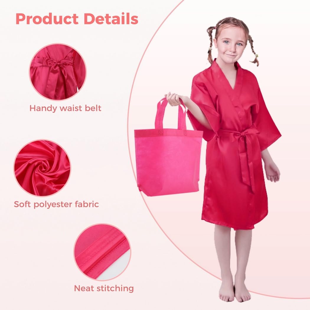 Kit de fiesta de spa de 32 piezas: incluye 8 kimonos de satén, 8 diademas de spa, 8 pantuflas de espuma y 8 bolsas para fiestas de pijamas de niños, fiestas de pedicura y diversión en el salón de