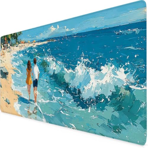 Tapis de souris XXL bleu 1200x600mm grand format mer pour bureau