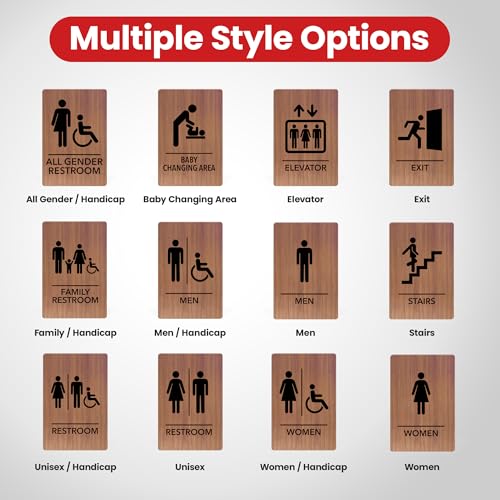 Promot Elevator Sign – ADA Braille Elevator Decor for Business, Self-Adhesive, 9\" x 6\", Commercial Door Signage, Office Wall Decor - Chestnut - Thumbnail 6