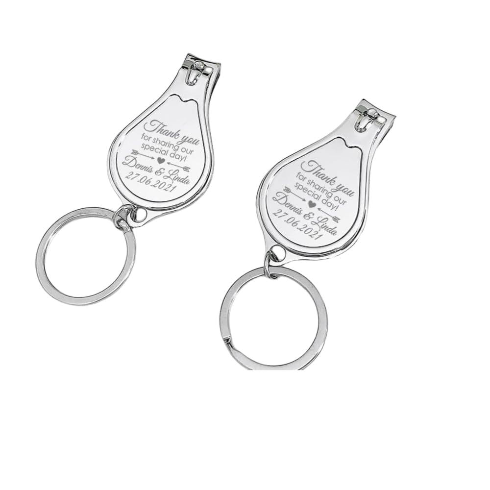 20 llaveros personalizados para cortaúñas con abridor de botellas, regalos de boda a granel para fiestas de boda, regalos de recuerdo de baby shower para invitados, llavero de recuerdo, regalo de
