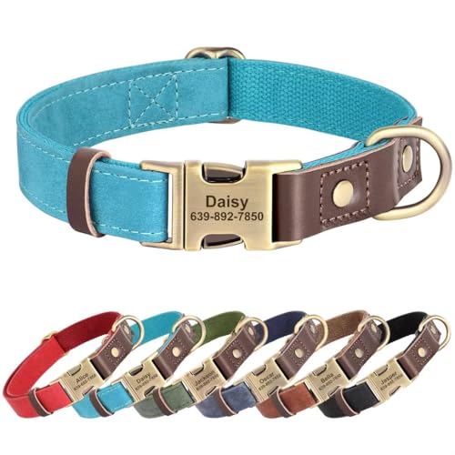 Image of Personalized Dog Collars, Quick Release Buckle, Light Blue,L