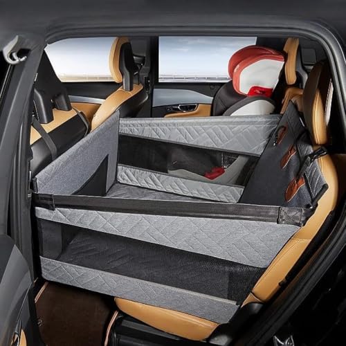 Kirnuoペットドライブシート 大型犬用カーシート 犬 車 シート 助手席 後部座席 ペットドライブボックス 防水 汚れ防止 犬 車用ベッド 小型犬 中型犬 猫用 取り扱い簡単 飛び出し防止 折り畳み可能 省スペース 持ち運び便利 犬車グッズ キャンプ旅