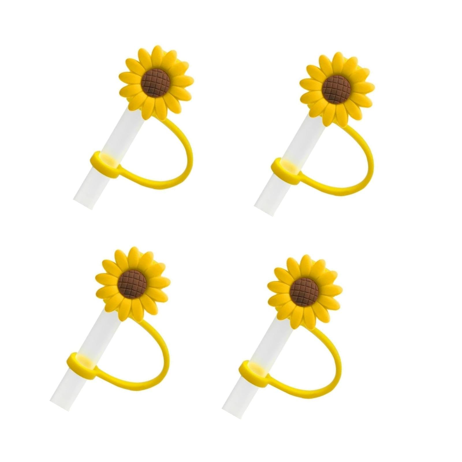 Bouchon de paille anti-éclaboussures en tournesol réutilisable pour ustensiles de cuisine x4