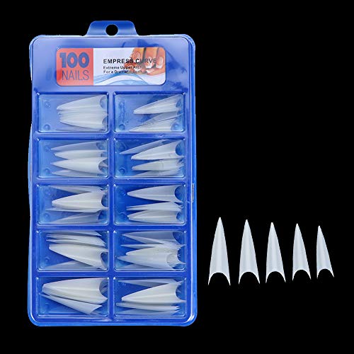 Fake Nails Manicure False Nail Tips Half Style UV Gel DIY French Stiletto Beauty Tools（Random Colors-100PCS-Box)