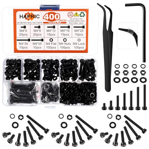 400 Stück Schrauben Set, M4 Gewindeschrauben Set mit Maschinenschrauben Zylinderkopfschrauben Sechskantschrauben Set für Elektronikprodukte Haushaltsgeräte 400 Stück Schrauben Set, M4 Gewindeschrauben Set mit Maschinenschrauben Zylinderkopfschrauben Sechskantschrauben Set für Elektronikprodukte Haushaltsgeräte