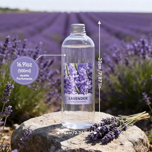 Scent-Hi Repuesto Difusor, Difusores Aromáticos, Lavanda Aceite Perfumado, 500ml 6 Palos Difusores Difusor Perfumado, Ambientador para Dormitorio, Baño Oficina Decoración de Hogar - imagen 3