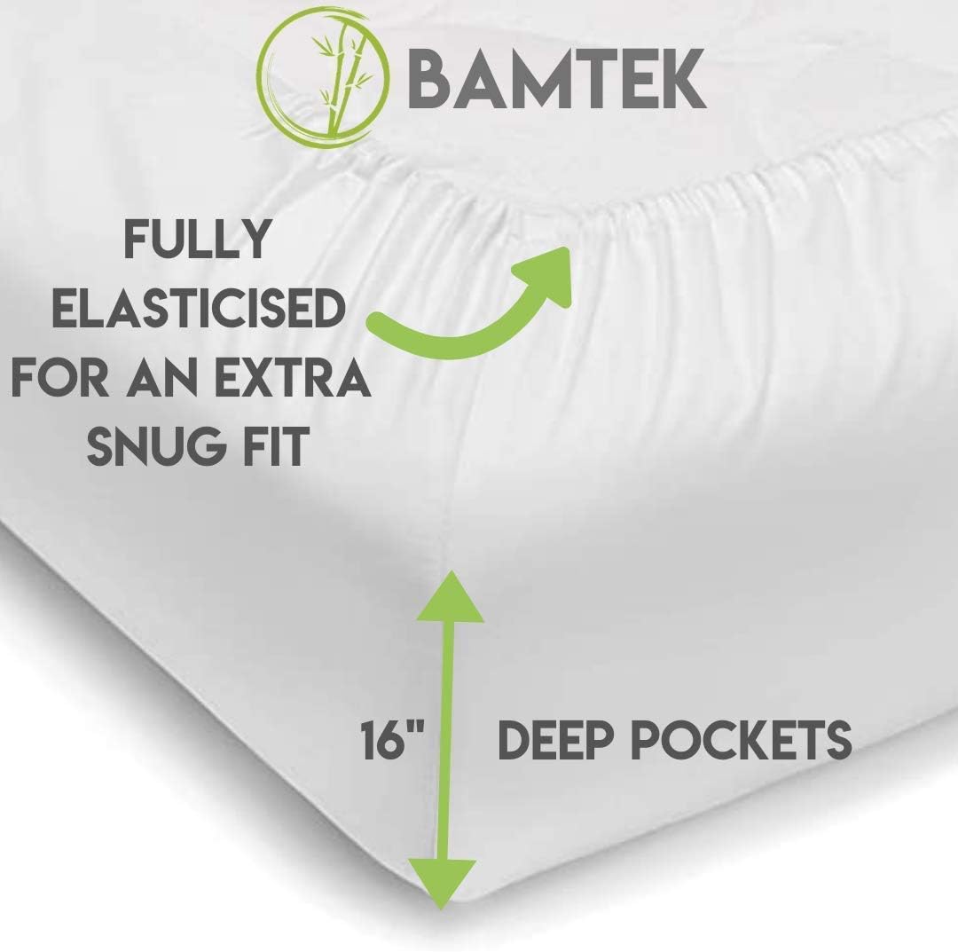 Super Big Clearance! Bamtek 100% Bamboo Sheets Queen Size - Super Soft & Breathable - Cool Sheets for Hot Sleepers - 4 Piece Set - White Weekly Top Sale Bamtek 100% Bamboo Sheets Queen Size - Super Soft & Breathable - Cool Sheets for Hot Sleepers - 4 Piece Set - White