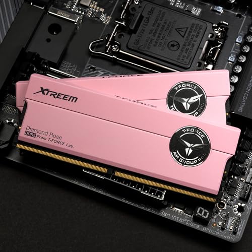 Image of TEAMGROUP T-Force XTREEM DDR5 Ram 48GB (2x24GB) 7600MHz PC5-60800 CL36 M-DIE Desktop Memory Module Ram for Intel XMP 3.0 & AMD Expo Compatible Pink FFPD548G7600HC36EDC01