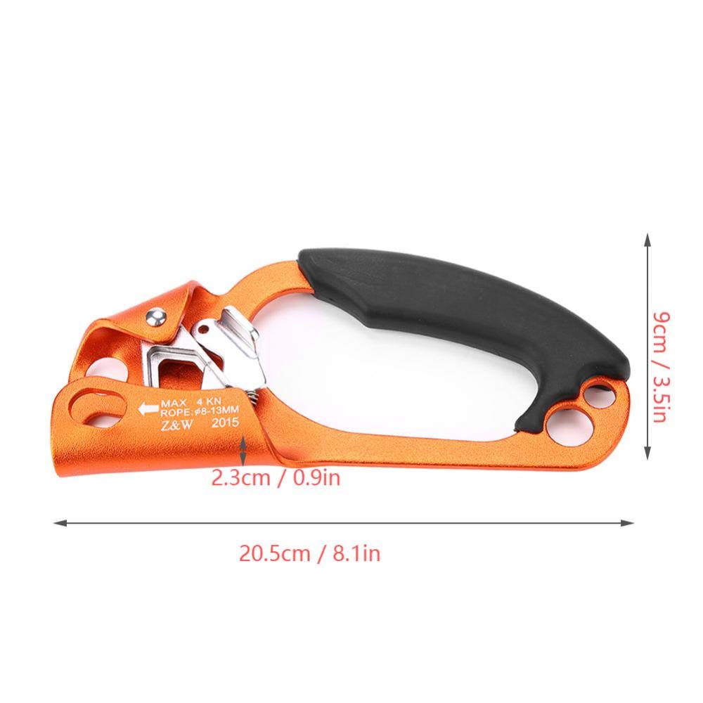 Tbest Handsteigklemme Ascender Seilklemme Klettern Rechte Hand Ascender Kletterhand Klettergriff rechts für 8mm-13mm Seil rechtshändige Kletterausrüstung-grün/orange/grau