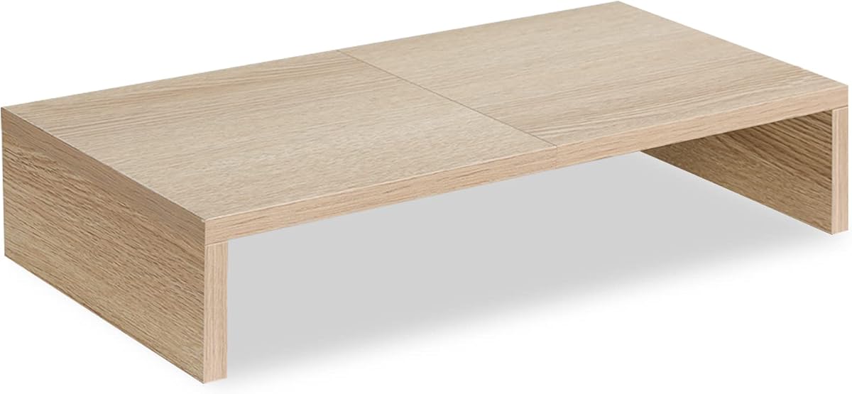20 inch Wood Monitor Stand Riser, Wooden Desktop Stand Shelf, Maple | Fits Laptop, Printer, TV, PC, Keyboard Storage, Space-Saving, Ergonomic Design, Desk Organizer for Home Office Gaming Vanity