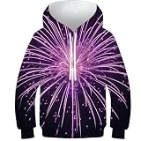 HONGBING Niños Niñas Sudadera con Capucha para Impresión En 3D, Fuegos Artificiales Manga Larga Hooded PulAmorr Sweatshirt Outfits para 6-15 Años 8-10Y