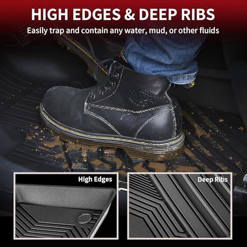 Image of LASFIT Floor Mats&Trunk Mat for Toyota Camry 2018-2024 FWD Gas (Not for Hybrid or AWD), All Weather Custom Fit Floor Liner for Camry TPE Car Mats 1st & 2nd Row&Cargo Liner L /LE /SE /TRD /XLE /XSE, Black