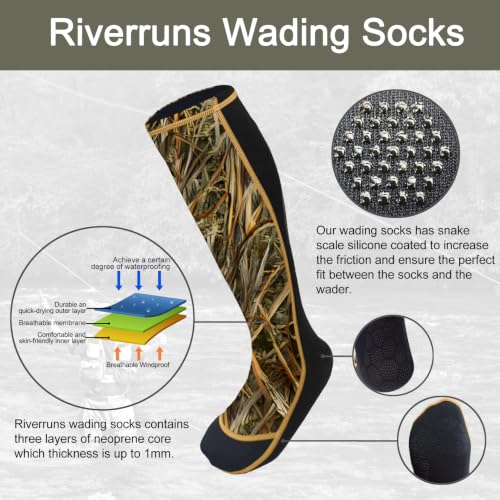 Image of Riverruns Wading Socks, Neoprene Wet-Suit Wader Socks for Men and Women Outdoor Fishing, Surfing, Wakeboarding