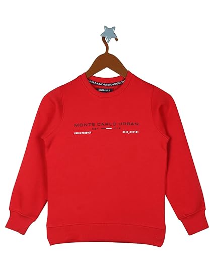 Monte Carlo Boys Red Cotton Blend Printed Sweatshirt 521053101-1