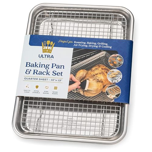 Ultra Cuisine Quarter Sheet Pan with Wire Rack Set...