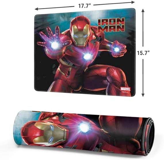 Skinit Medium Gaming Mouse Pad - Officially Licensed Iron Man Repulsor Blast Design with Stitched Edges, Waterproof, Non-Slip Rubber Base, Desk Mat for Keyboard & Mouse, 17.7" x 15.75" inches