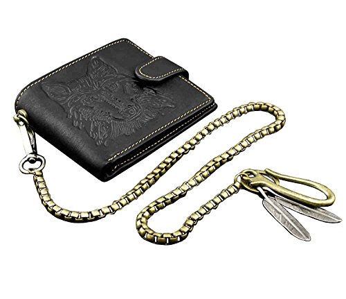 Wolf Mens Snap Coin Card Holder Leathr Wallet With Keychain W79B #TOP7