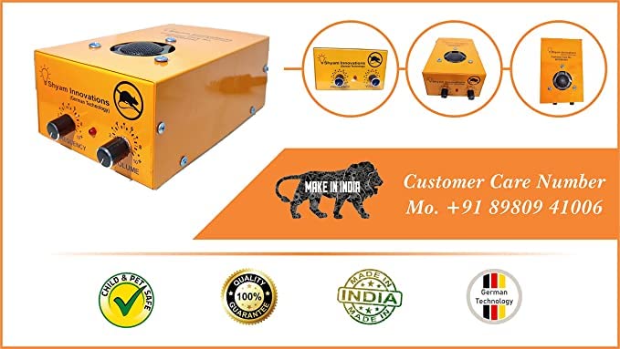 Shyam Innovation |`Ultrasonic Rat/Rodent/Pest Repeller for Kitchen/.Warehouse/Restaurant/Multi Car Parking Textile Markets/Et(Black),Made in India(Area Covered:1000 SF). 2