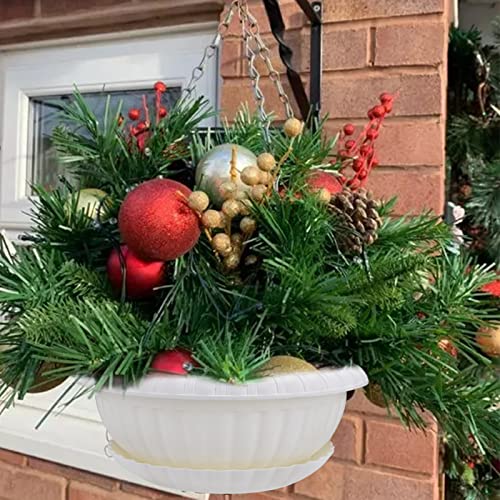 10.63" 3Pcs White 10.63” Hanging Pots For Plants Outdoor Indoor Plastic Hanging Planters Hanging Plant Baskets Hanging Flower Pots Hanging Plant Holder Plant Hanger For Garden Porch Ceiling (3Pcs) #TOP1