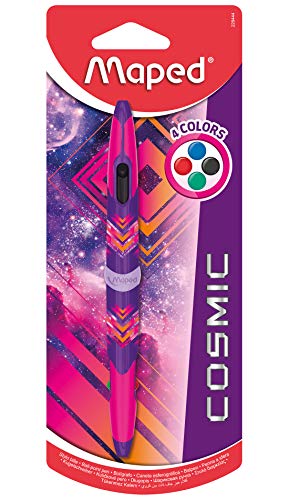 Maped - Stylo Bille 4 couleurs Twin Tip Tatoo Cosmic Teens - Stylo Double Pointe - 4 Stylos en 1 - Pointes moyennes 1 mm - Rose