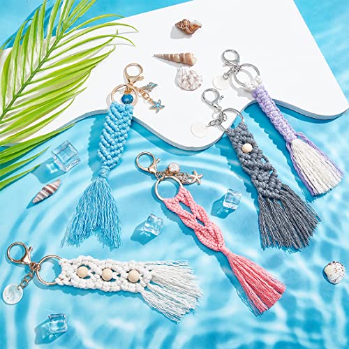 INFUNLY 5er Set DIY Makramee-Set mit Meeresmotiven und Anleitung für Autoschlüssel und Brieftaschen-Anhänger – Bild 5